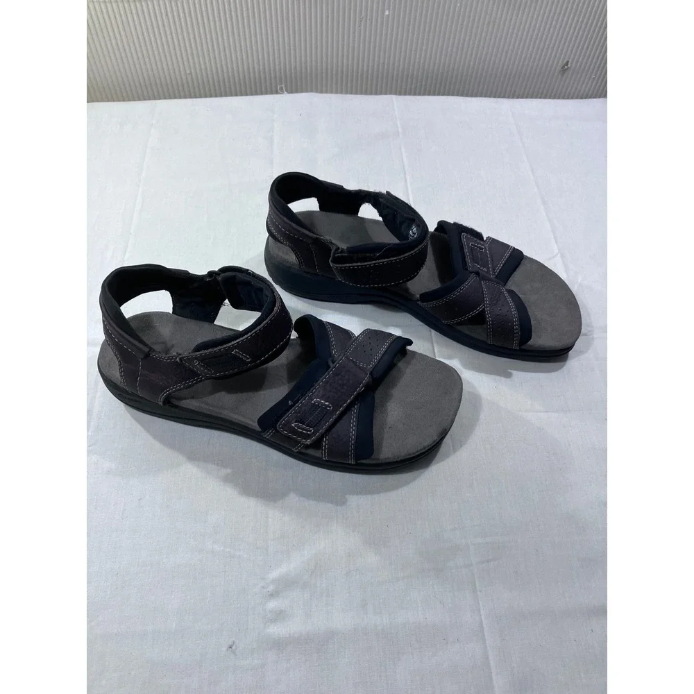 Clarks Mens Leather Adjustable Strap Sandals Dark Brown Size‎ 10M